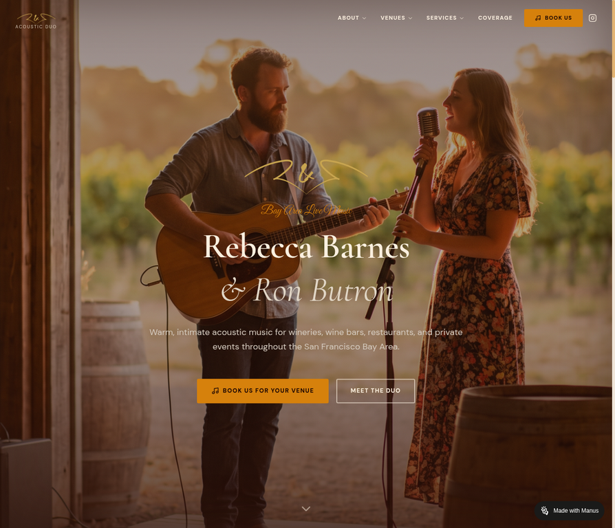 R&R Acoustic Duo website screenshot